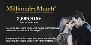 Screenshot der MillionaireMatch.com-Homepage