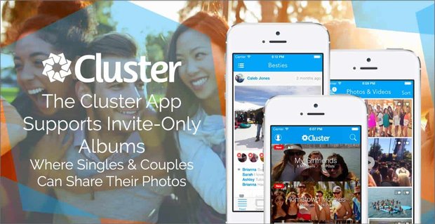 Aplikacja Cluster obsługuje albumy dostępne tylko na zaproszenie, w których osoby samotne i pary mogą udostępniać swoje zdjęcia