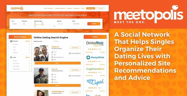 Meetopolis: Ein soziales Netzwerk, das Singles hilft, ihr Dating-Leben mit personalisierten Website-Empfehlungen und Ratschlägen zu organisieren